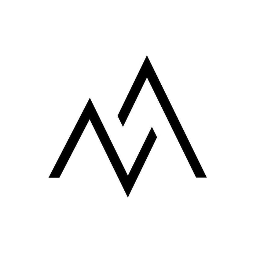 Minimalist black mountain peak logo on a white background.