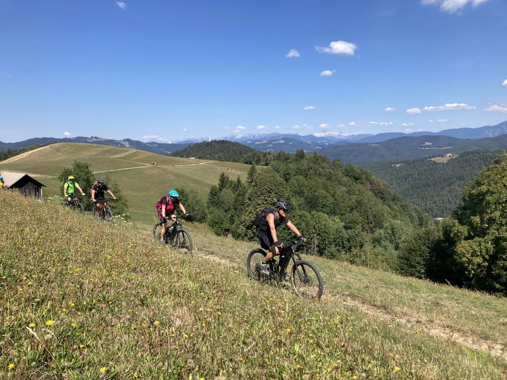 cycling along the ridge on the hills surrounding žiri town