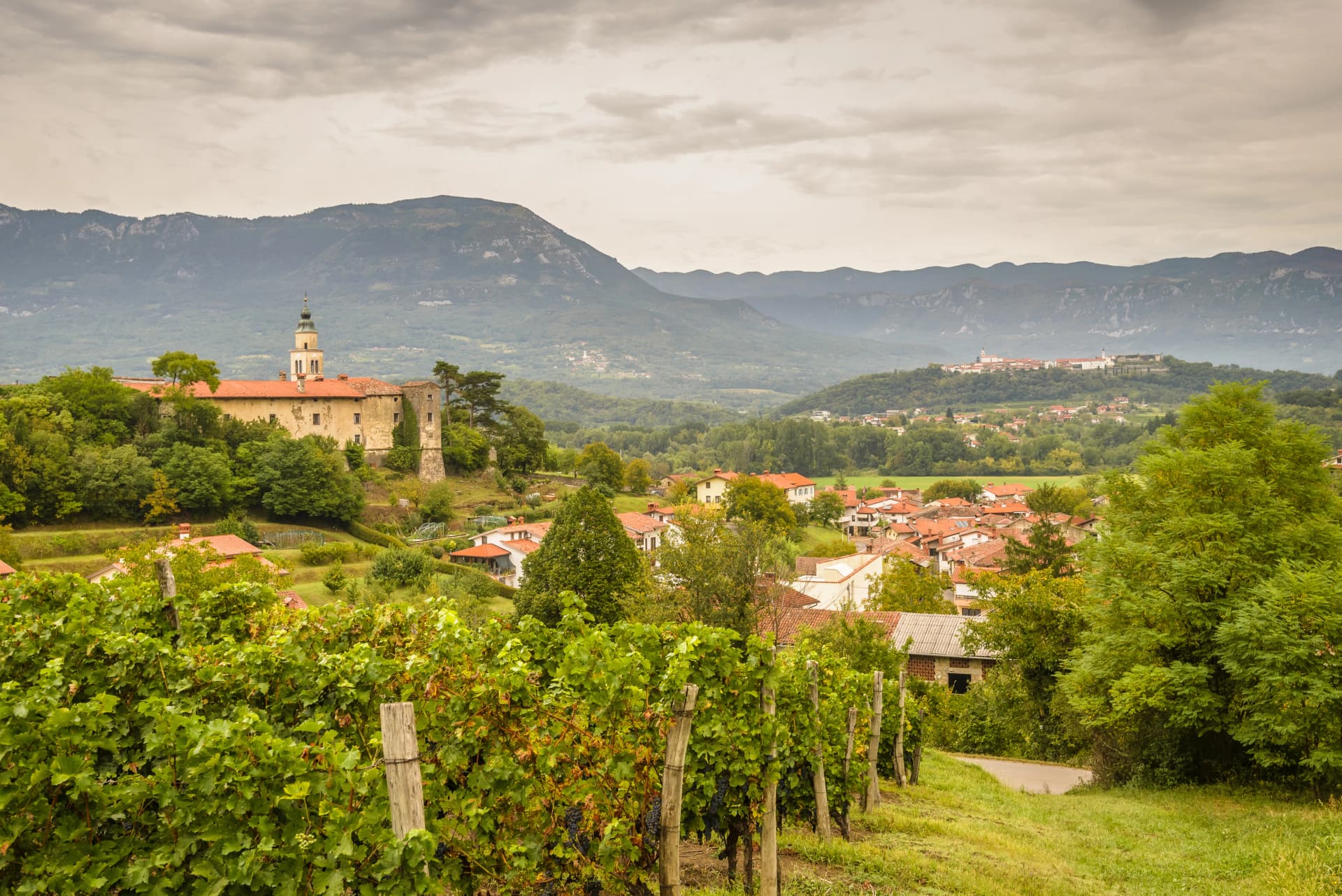 Vipava Valley.View of famous wine region Goriska Brda hills in Slovenia.