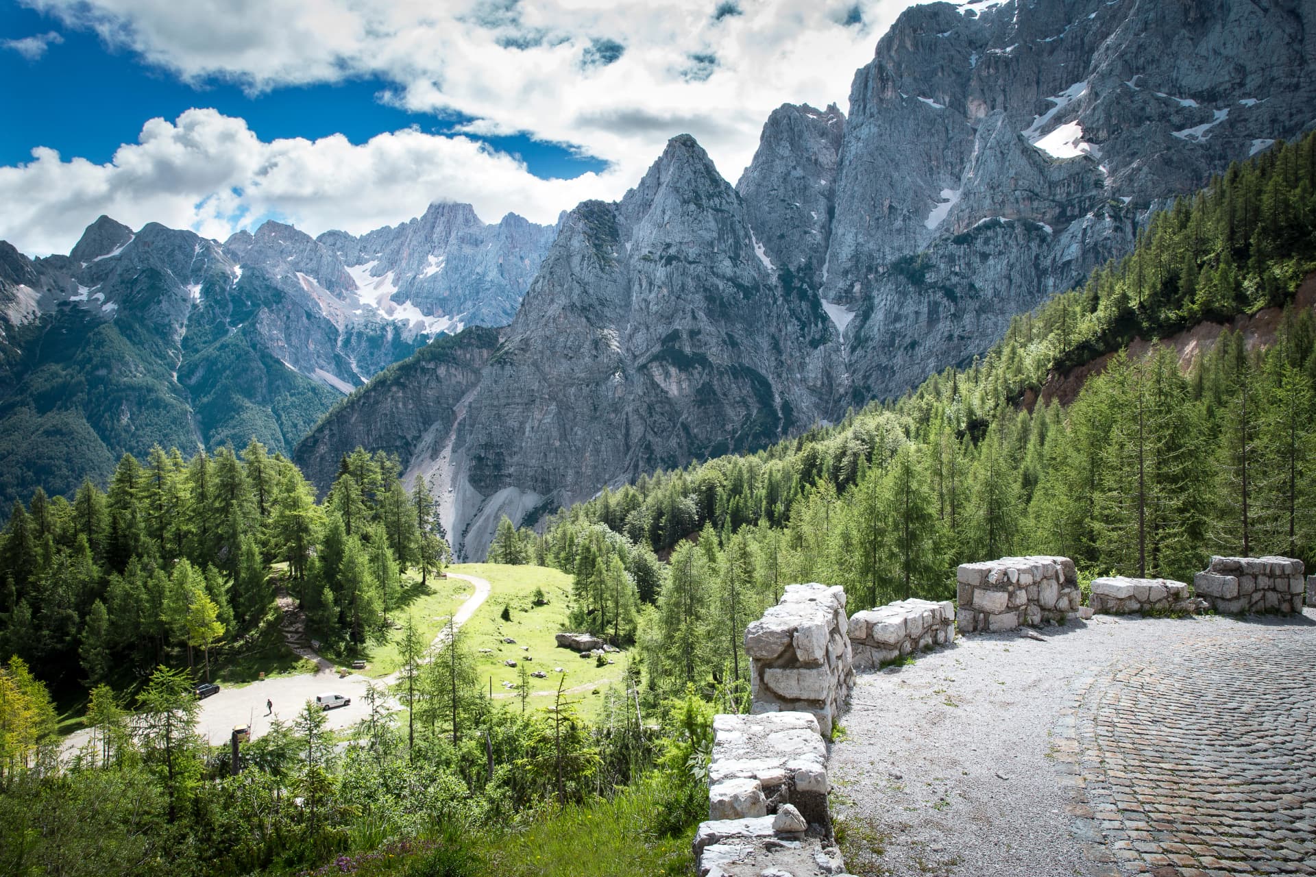 View from the road to Vršič pass in Julian Alps in Slovenia