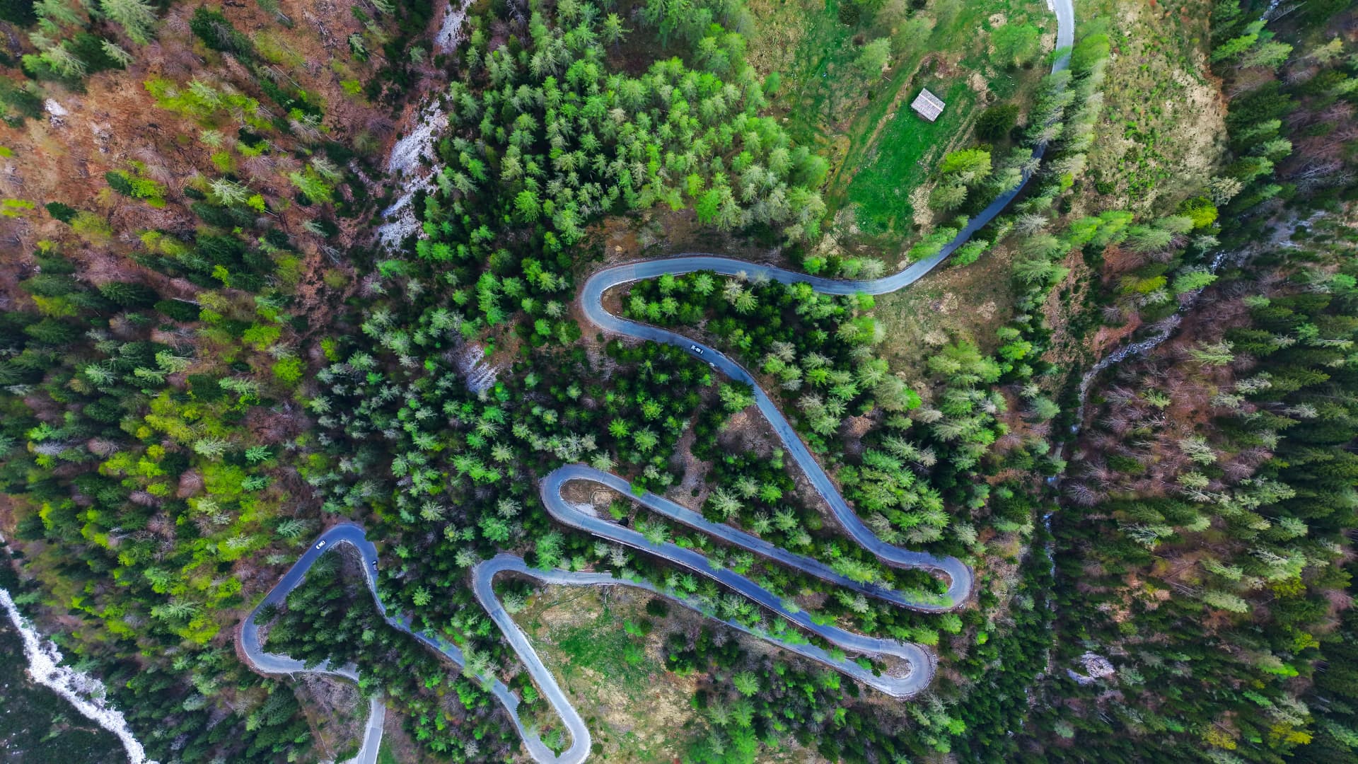 Drone aerial scenic summer landscape of the Julian Alps, Europe
