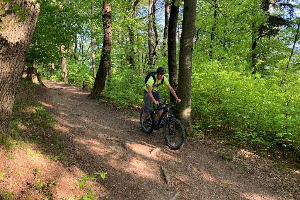 Mountainbike-spår på kullen Golovec i Ljubljana