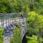 Kroatien, Istrien, Parenzana Biketrail, Porträtt av en mountainbikecyklist