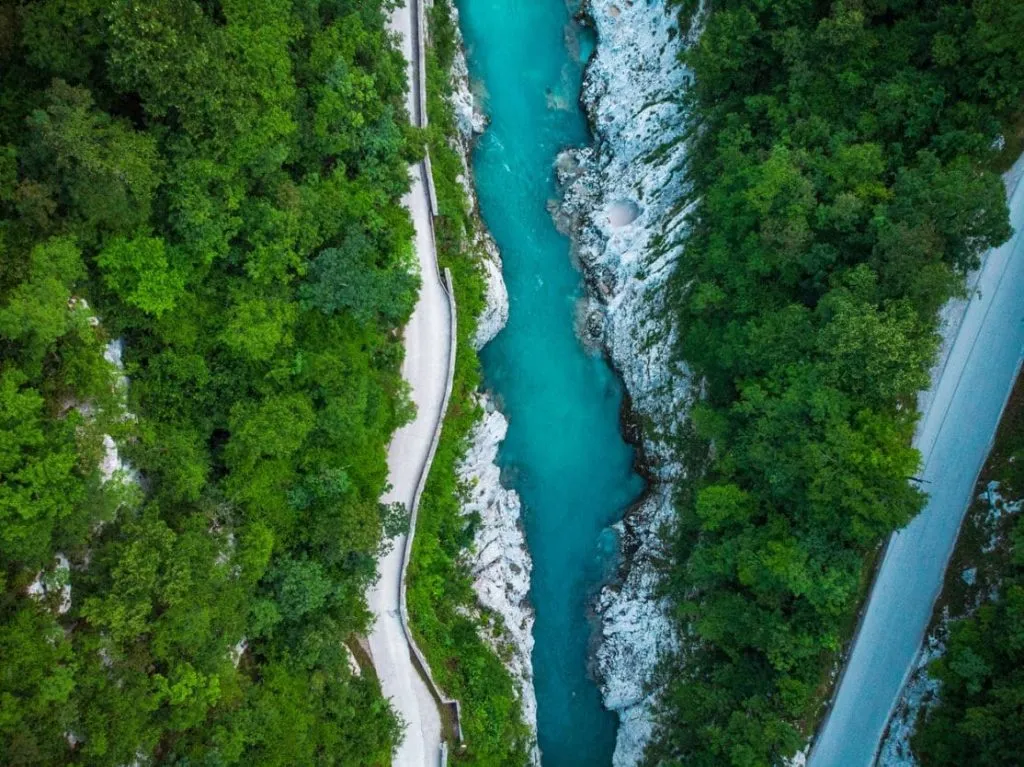 soča floden ovanifrån