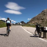 Woman Climbing Pordoi Pass Sella Ronda